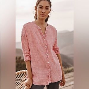 J. Jill button down Crinkle Gauze shirt size Large